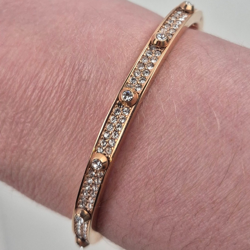 Michael Kors Astor‎ Rose Gold Pave Crystal Bangle Bracelet NWT Size 6.5 MK